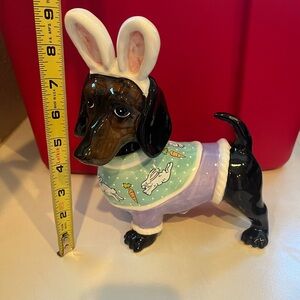 Blue Sky Clayworks Easter Ceramic Dachshund Figurine with Bunny Ears